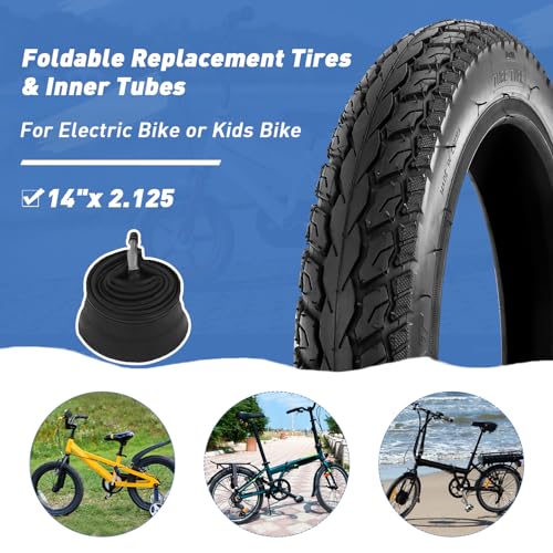 2 Pack E-Bike Tire Kids Bike Tire 14×2.125 with 2 Tubes