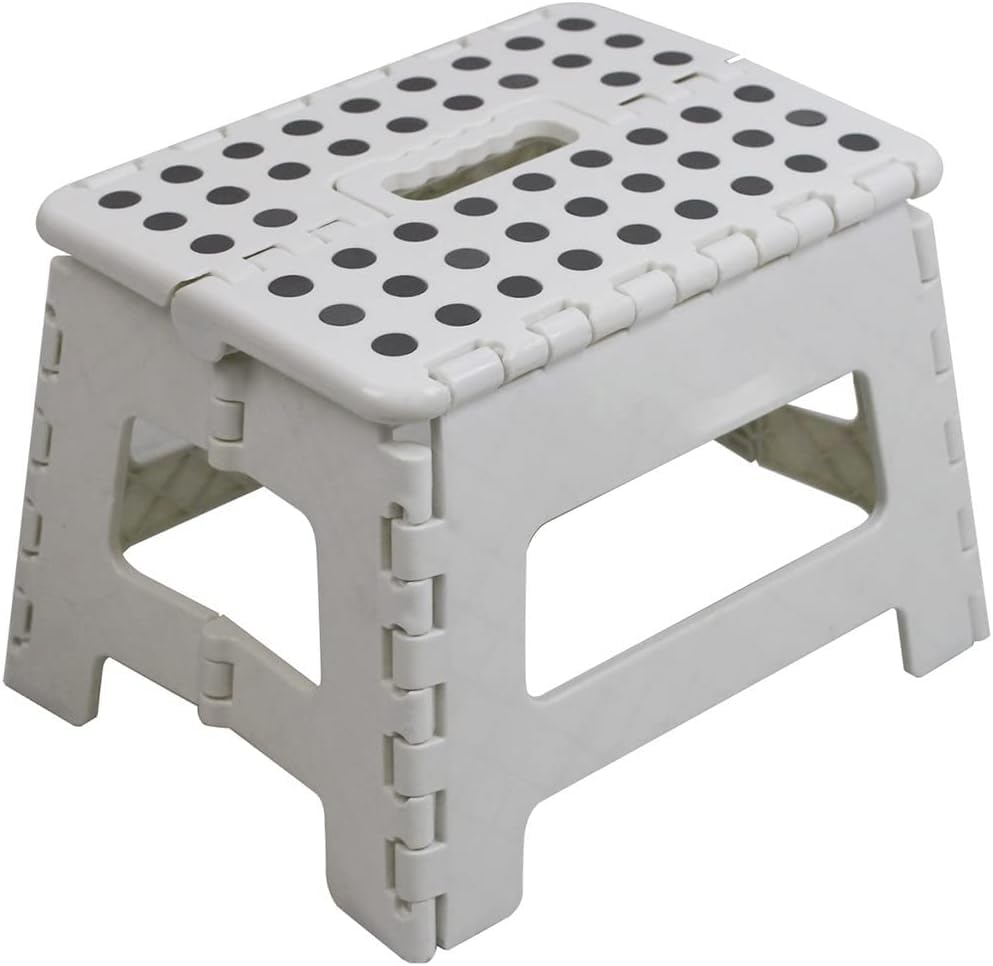 Genérico Taburete Portátil Plegable Multiusos, 22 cm Altura, Blanco