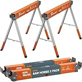 BORA Workhorse XT PM 3360T Lot de 2 chevalets de sciage pliables et réglables en hauteur avec pieds réglables pour entrepreneurs Établi portable avec décapsuleur intégré