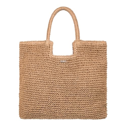 Roxy Women's Beach Tote Bag | Travel | Vacation | Straw | Lightweight | Breathable, Coconut Pie - Natural