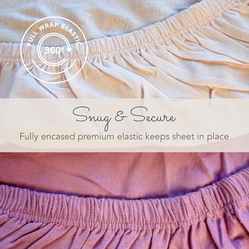 Image of 100% Organic Cotton Bassinet Sheets for Guava Lotus Bassinet, 2 Pack - Breathable Soft Fitted Bassinet Sheets for Baby & Newborn, Unisex (Purple)