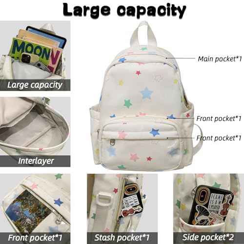 Teclado Kawaii Backpack with Cute Accessories Small Nylon Casual Bookbags with Pendants Lightweight Travel Daypacks (Dark Blue)3