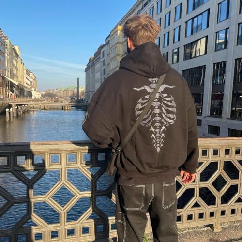 Y2K retro oversized letter rhinestones in autumn and winter, men's street fashion loose hoodies.2