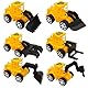 KRYMXAR Mini Baufahrzeuge Spielzeug Set, 6 Stück, Gelbe Baumaschinen mit Beweglichen Teilen, Bagger und Radlader