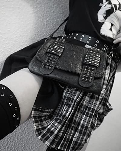 Ro Rox Women's Skull Shoulder Bag Punk Gothic Rivets PU Handbag2