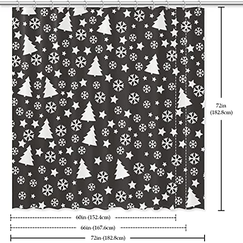 Rideau de douche de Noël grand format avec 12 crochets de baignoire