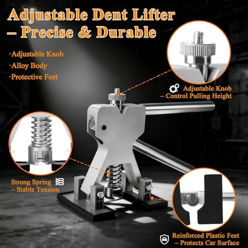 Image of Professional Paintless Dent Repair Kit, Car Dent Puller Kit with Metal Dent Lifter, Hot Glue Stick & Trim Removal Tool, Auto Body Dent Removal for Trucks or SUVs, Beginner-Friendly Dent Repair