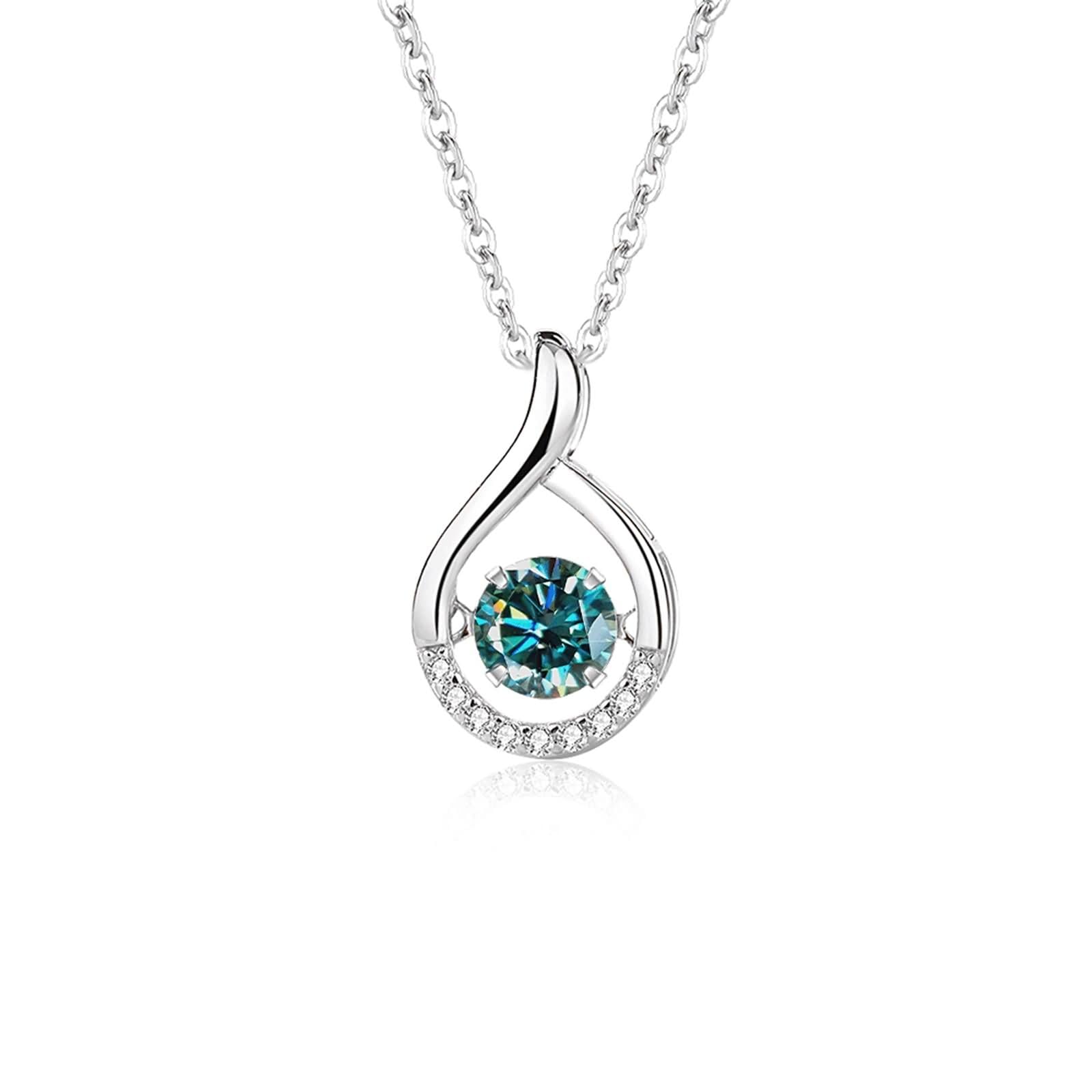 Pendente Collana Donna Oro Bianco 9Kt/14Kt/18Kt, Goccia d'acqua Cava con Moissanite da 0,5ct, Collana Argento Catena
