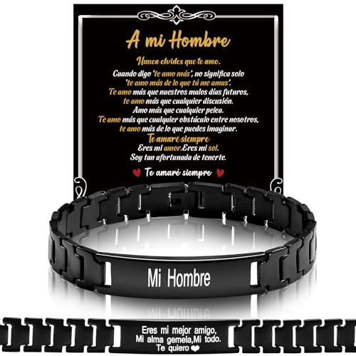 SUNSH Regalo San Valentín Hombre Pulsera De Acero Inoxidable Grabado, Regalo Para Hombre/Novio/Esposo, Cumpleaños, Aniversario, Día De San Valentín SUNSH Regalo San Valentín Hombre Pulsera De Acero Inoxidable Grabado, Regalo Para Hombre/Novio/Esposo, Cumpleaños, Aniversario, Día De San Valentín