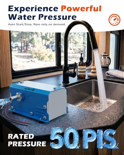Image of 12V RV Water Pump, 5.5 GPM 50 PSI Self Priming Diaphragm Pump, 12 Volt DC Fresh Water Pump with Built-in Pressure Switch, Quiet On Demand Water Pump for RV Camper Marine Boat Yacht Food Truck