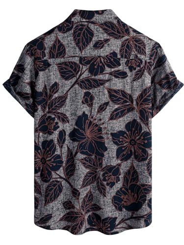 Image of JOTOOK Mens Hawaiian Shirt Short Sleeve Button Down Tropical Shirts Casual Floral Summer Beach Shirt