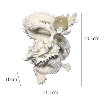 Amazon.co.jp: Umora 龍 珠戯れ龍 水晶玉持ち 置物 白龍