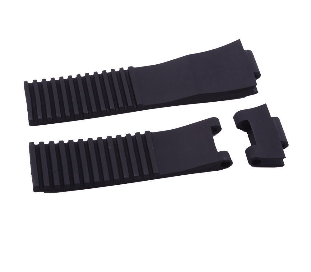 Compatible 25/20 mm BlACK Silicone Rubber Diver Watch Strap Band
