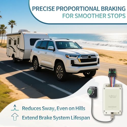 briidea Proportional Trailer Brake Controller, Digital Electric Brake Control with Rotary Knob & LCD Display, for 1 to 4 Axles, Compatible with Ford GM Chevy Dodge RAM Toyota
