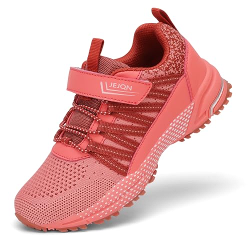 JEJQN Girl Shoes Breathable Lightweight Tennis Running Shoes for Boys Non Slip Kids Sneakers Girls Fashion Athletic Pink Size 12.5 Little Kid