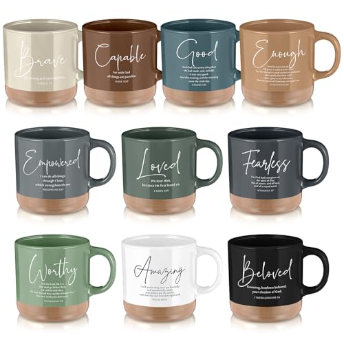 Didaey Easter Christian Mug Bulk Church Gift Inspirational Bible Verse Coffee Mug 13 oz Religious Ceramic Cup Holy Week Favor for Men Women Church Member Teacher(10 Pcs,Morandi Color,Morandi Style)