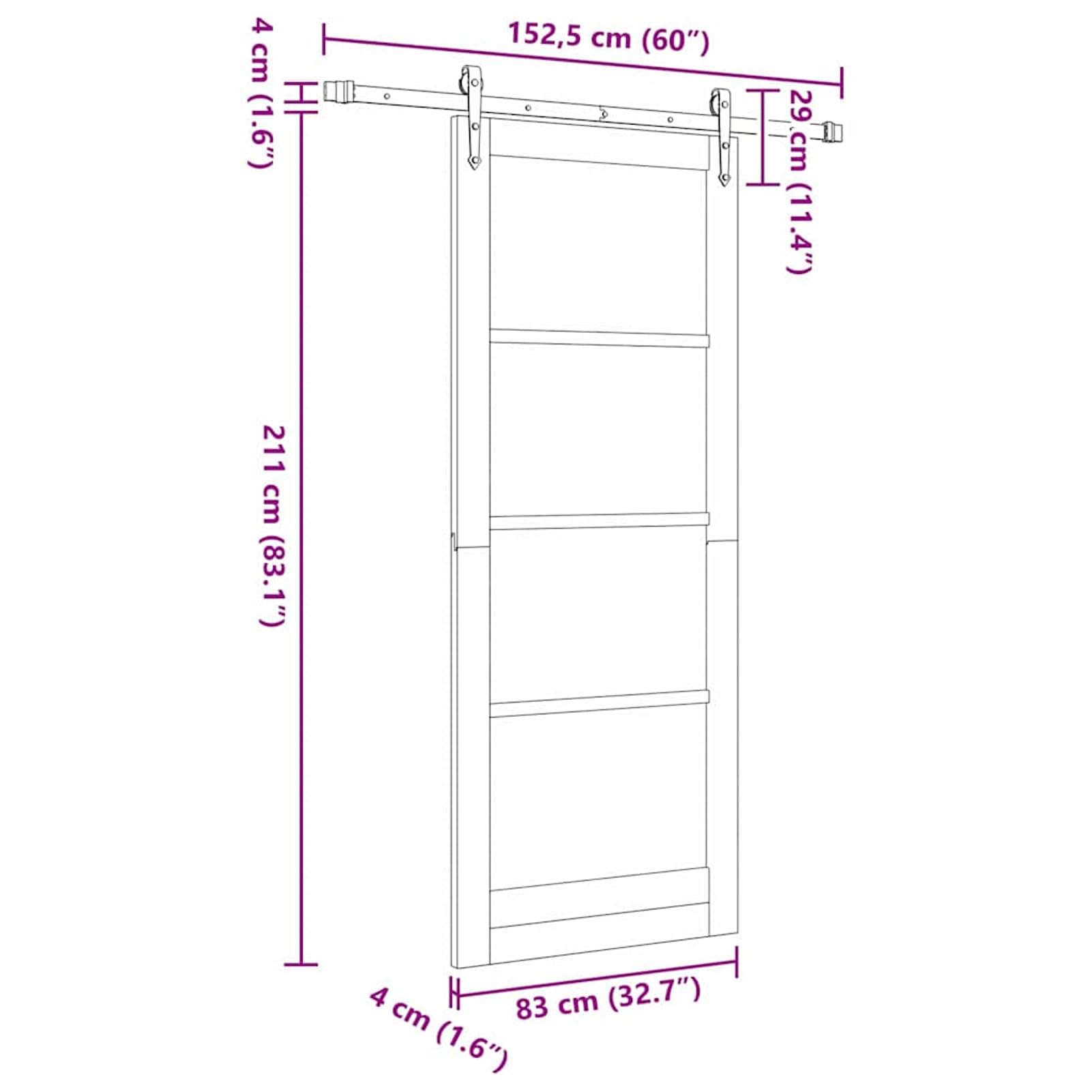 Drzwi przesuwne ORKDAL 83 x 211 cm z litego drewna sosnowego i szkła, białe – do przedpokoju i wnętrz, w zestawie szyna, rolki i materiały montażowe