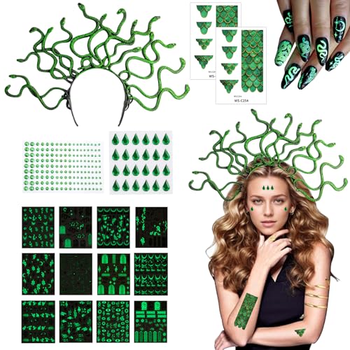 MINGJAY Schlange Stirnband,Medusa Kostüm,Medusa Kopfstück,Schlangen Haarreif,Medusas Schlangens Stirnband,Schlangen Kopfschmuck,für Karneval Halloween Cosplay Kostüme Accessoires