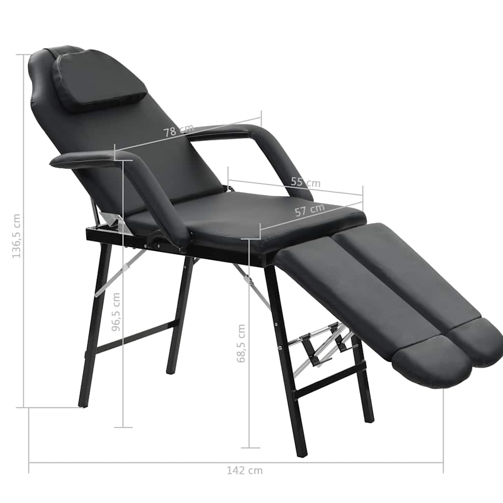 vidaXL Kosmetikliege Tragbar Kunstleder Schwarz Kosmetikstuhl Massageliege