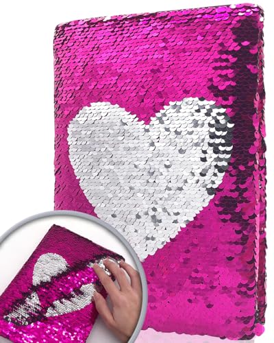 Wendepaillette Tagebuch Mädchen, 20,5x14cm 80 Blätter Herz...