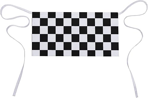 Delantales de cintura con patrón de bandera a cuadros negros y blancos con 3 bolsillos para camarera, chef, medio delantal para mujeres y hombres,