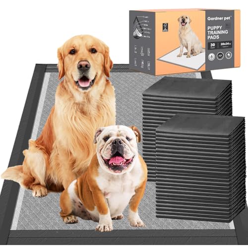 Charcoal Puppy Pads 28x34 Inches Extra Large Dog Pee Pads Odor-Control & Leak-Proof Disposable Pet Training Edge-Wrapping Thicken Potty Pad for Dogs,