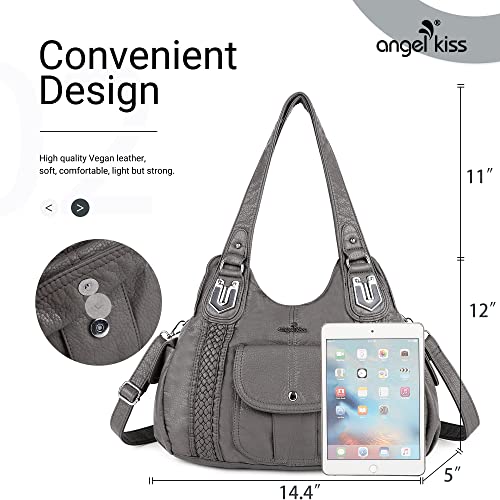 Image of Angel Kiss Purses and Handbags for Women Washed Vegan Leather Crossbody Hobo Satchel Shoulder Tote Purse