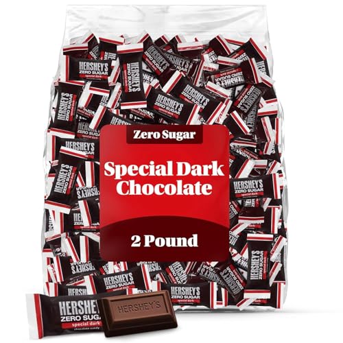 Zero Sugar Special Dark Miniature Chocolate Bars - 2 Pound Individually Wrapped Bulk Sugar Free Candy Dark Chocolate Bars For Snacks & Treats - Approx. 100 Pieces