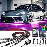 Car Underglow Lights, Yielinth Exterior LED Strip Lights with App and RF Remote Control,16 Million Colors Underglow Kit for Car