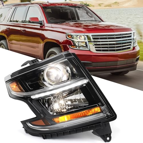 Image of Huray HID Headlight Assembly Fit for Chevy Tahoe/Suburban 2015-2020 RH OE Projector Xenon Headlamp w/Bulbs for Chevrolet Tahoe Replacement for GM2503406 84582598 Passenger Side
