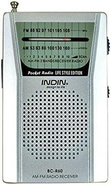 Tralntion BC-R60 Pocket Radio Telescopic Antenna Mini AM/FM 2-Band Radio World Receiver with Speaker 3.5mm Earphone Jack