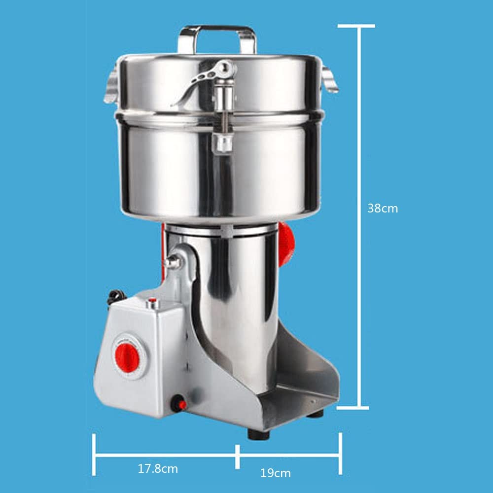 2000G Molino Eléctrico Acero Inoxidable De Alta Gama Molino Ultra Fino Espejas Pulverizador Hierbas 6 Cuchillas Temporizador Cerradura Seguridad Oscilante Hogar Comercial Café Condimentos Laboratorio