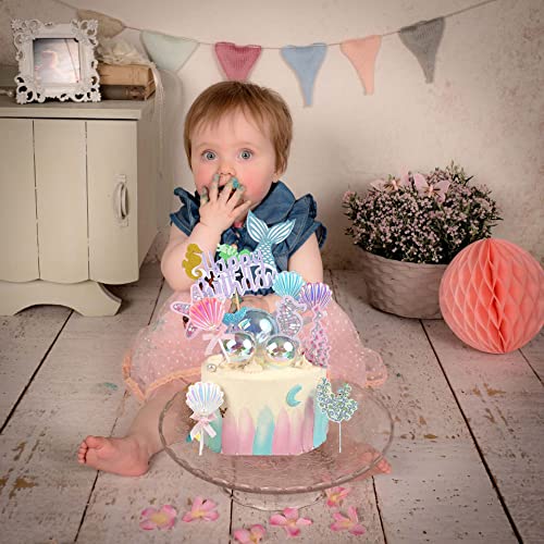 Mermaid Cake Topper, Mermaid Cake Toppers For Girls 2 3 4 5Th Birthday 14Pcs Set For Baby Shower Little Mermaid Happy Birthday Under The Sea Party Supplies Cake Cupcake Toppers Decorations … #TOP5