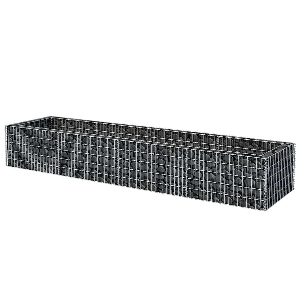 Jardinera para jardín y patio, 360 x 90 x 50 cm, gran cesta de piedra de acero galvanizado, jardinera estable para jardín y patio, resistente a la intemperie como borde decorativo de jardín