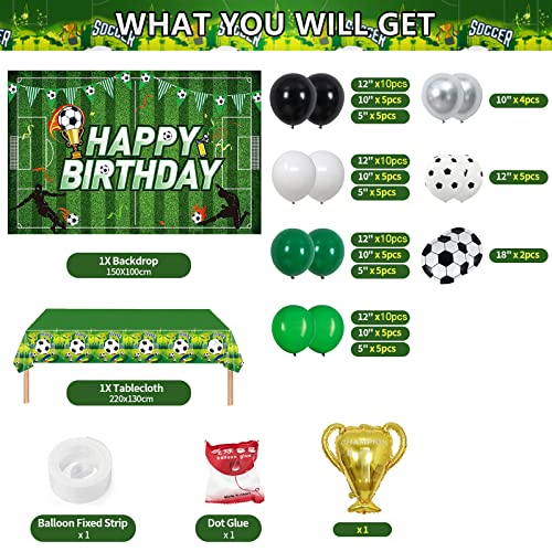 Soccer Birthday Party Decorations Boys - 106Pcs Soccer Birthday Party Supplies Including Soccer Birthday Backdrop, Soccer Balloon Arch/ Garland Kit, Soccer Tabblecloth For Men #TOP1