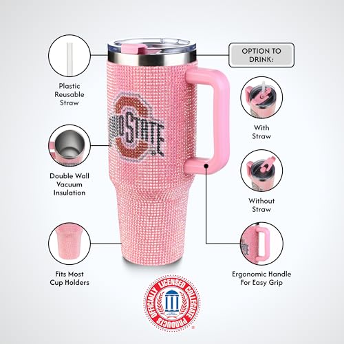Image of The Memory Company Officially Licensed NCAA - Ohio State University 40oz Pink Bling Game Day Tumbler