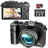 Vmotal 4K Digital Camera, UHD 48MP Photo 4K Video Recorder, Dual Lens Camera, 18x Digital Zoom, Autofocus Camera with Wifi APP& SD Card, Vlogging Camera for YouTube