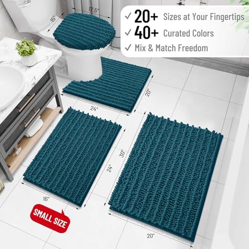 Image of Arotive Luxury Large Bathroom Rugs 40x32, Extra Soft Thick Absorbent Shaggy Chenille Bath Rugs, Machine Wash Dry, Bath Mats for Bathroom Floor, Tub and Shower, Home Decor Accessories, Peacock Blue