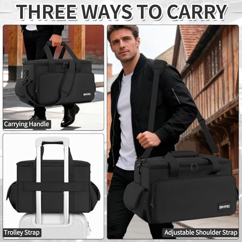 Image of IBVIVIC Cable File Bag With Adjustable Dividers Dj Gig Bag for Cables, Cords,DJ Gear,Sound Instrument and Accessories 16L x 11W x 12H inch, Grey