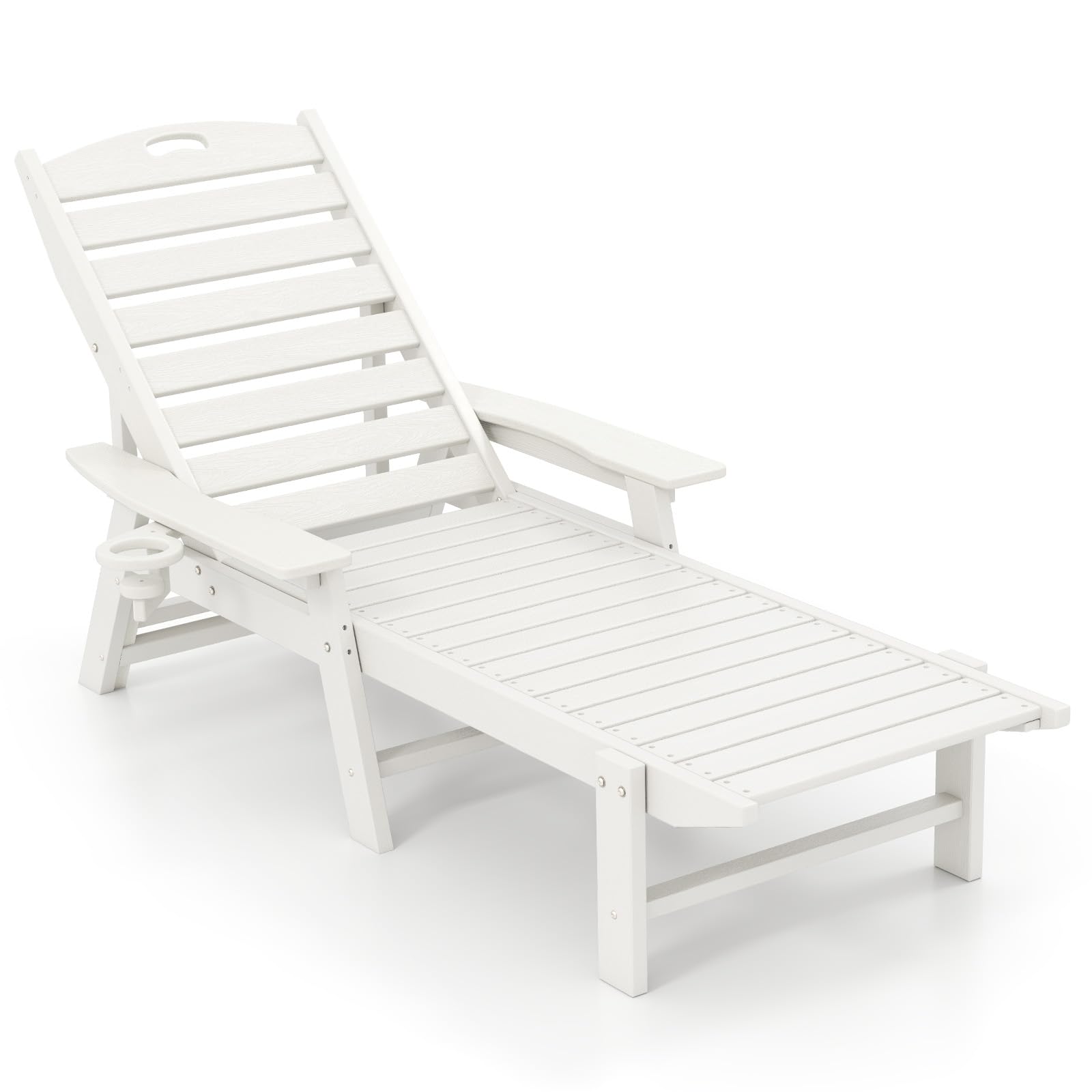 COSTWAY Bain de Soleil en HDPE Réglable sur 4 Niveaux, Blanc