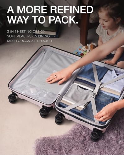 Image of Coolife Luggage 3 Piece Set, Lightweight PC Hardside Suitcases, 20 /24 /28