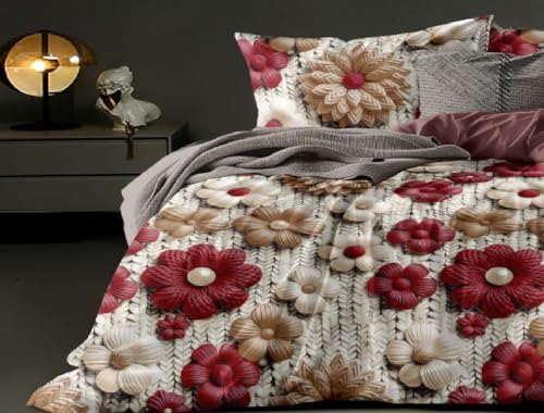 Image of 1 Reversible Comforter Super King Size 108 x 108 Both Side Same Print 1 Bedsheet King Size 108 * 108 inches and 2 Pillow Cover 4 Pieces Bedding Set | AC Quilt | AC Dohar -Multicolor