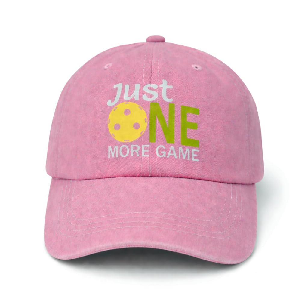 Pickleball Just One More Game Washed Denim Cotton Baseball Cap Adjustable Strap Casual Sports Hat for Men Women-image-6