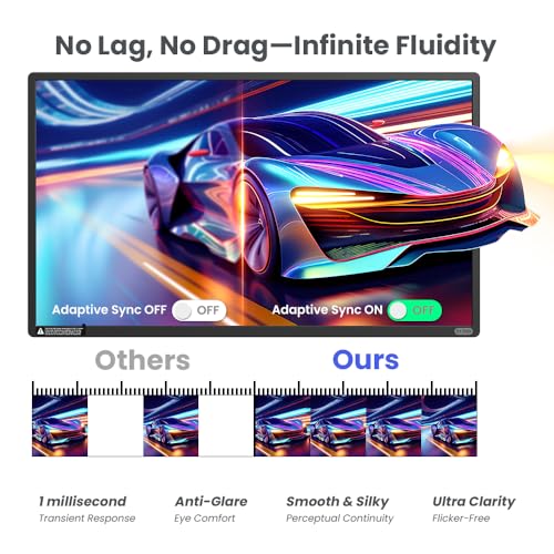 Image of Hyangin 4K 24-inch Large Portable Monitor for Laptop 2026 Upgraded, 60Hz Portable Screen, 125% sRGB IPS Portable Second Monitor with Adjustable Stand for Laptop, MacBook, Phones
