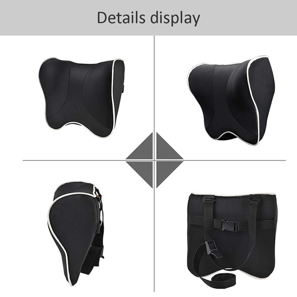 2 Pièces Appui-Tête Voiture ZATOOTO - Coussin Cervical Mousse Mémoire Réglable Noir Pour Conducteur Et Passager