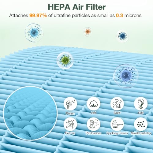 Image of M05 B-D02L Smoke Filter Compatible with MOOKA M05 / B-D02L Air Purifi-ers, for KOIOS B-D02L, for VEWIOR B-D02U, HEPA Air Filter and Activated Carbon Filter, 2 Pack, Blue