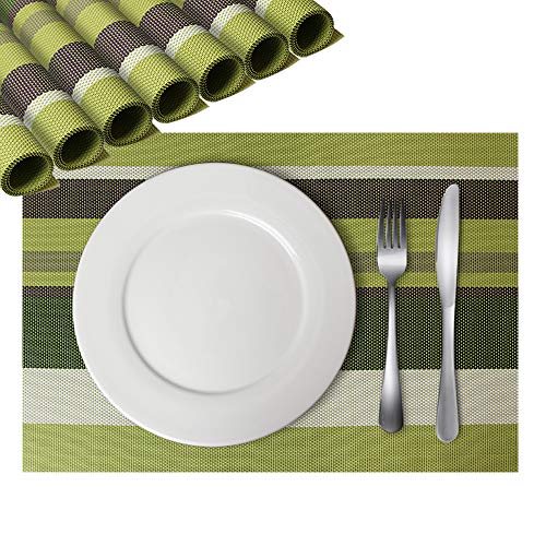 DOXHAUS Washable PVC Table Mats Set of 8 Non-slip Heat Resistant Placemat for Kitchen Dining Table