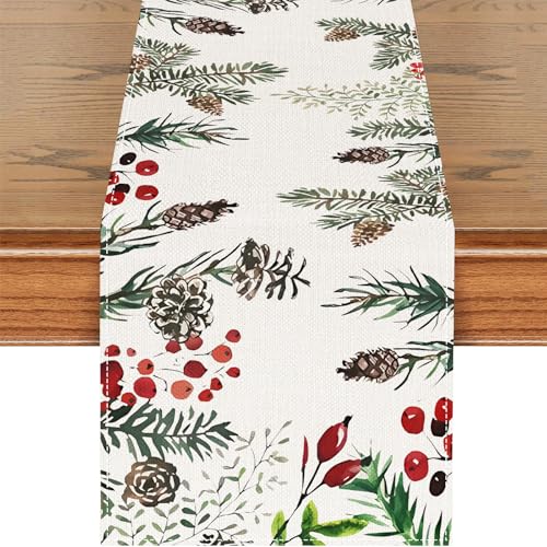 Weihnachtliche Tischläufer 40x140 Mitroten for Kirschen Florales...