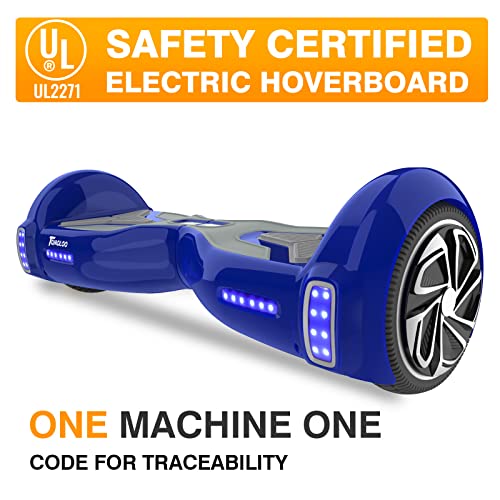 Tomoloo Hoverboard For Kids And Adult 6.5" Two Wheels Ul2272 Certified Electric Self Balancing Scooter With Bluetooth And Rgb Lights Blue #TOP6