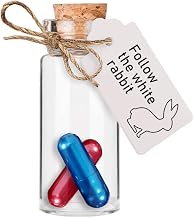 Follow the white rabbit glass vial with red and blue capsules for cinematic